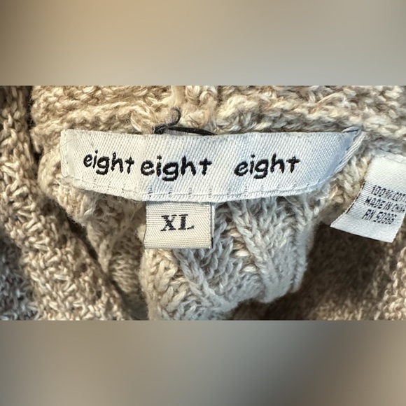 Cotton Knit Cowl Sweater Dress Tunic Top XL Lagenlook Boho Beige Work Career - Picture 6 of 7